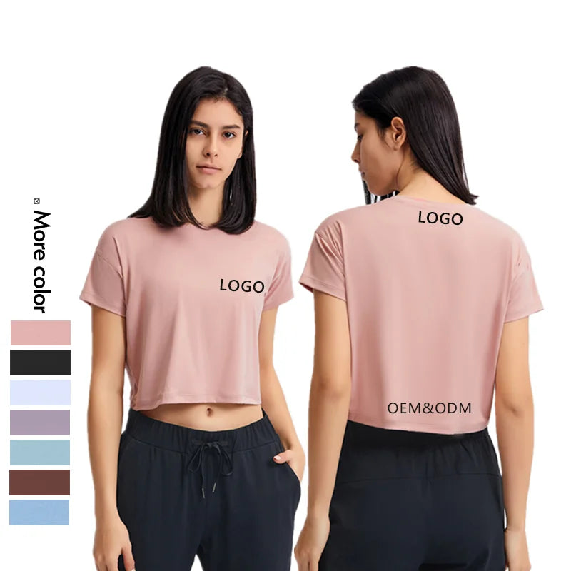 Xsunwing Women T-shirts Athleisure O Neck Custom tank Top Short Sleeve Fitness Gym Yoga Wearing Sports Ladies Blouse&Tops WDQ071