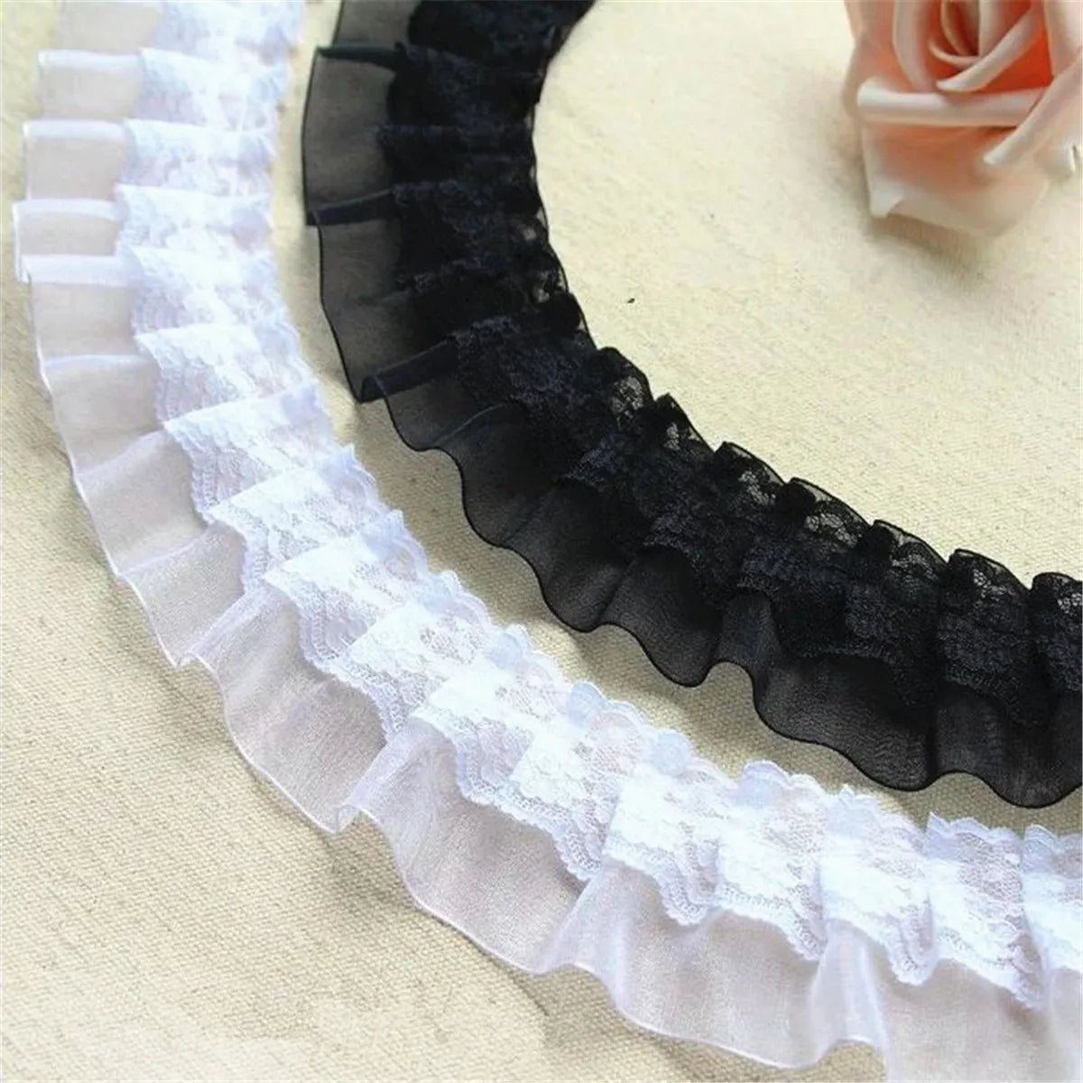 5cm Ruffle Gauze Pleated Lace Ribbon Trim 50mm DIY Sewing Wedding Craft Lace Trims