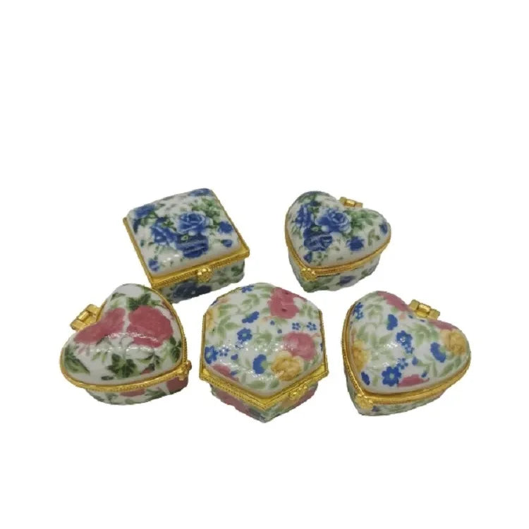 Ceramic Container 10ML Empty Flower Pattern Makeup Blusher Cosmetic Cream Refillable Retro Boutique Lipstick Packaging Box