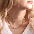 Trendy Minimalist 316L Stainless Steel IP Plating 14K Gold Plated 1mm 1.5mm 2mm Round Snake Chain Choker Necklace