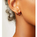Women Simple Small Stainless Steel One Big One Small Circles Hoop Stub Ear Jewelry Earrings