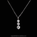Wedding Gift Three Stone Necklace Lab Grown Diamond Pendant 18K White Gold on Sale