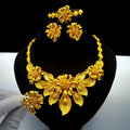 Wholesale Statement Dubai 24k Gold Plated Indian Jewelry Set African Women's Wedding Bridal Necklace Earrings Bracelet Ring
