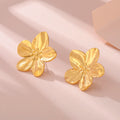 Myshape Large Flower Stud Earrings Stainless Steel Gold Color Fashion Exaggerated Earring for Women Girls Jewelry Valentine Gift