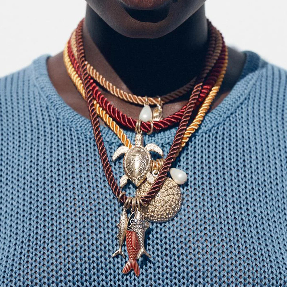 Kaimei New Arrival Fashion Jewelry Ocean Handmade Weaving Necklace Summer Couple Girlfriend Colorful Rope Fish Long Necklace