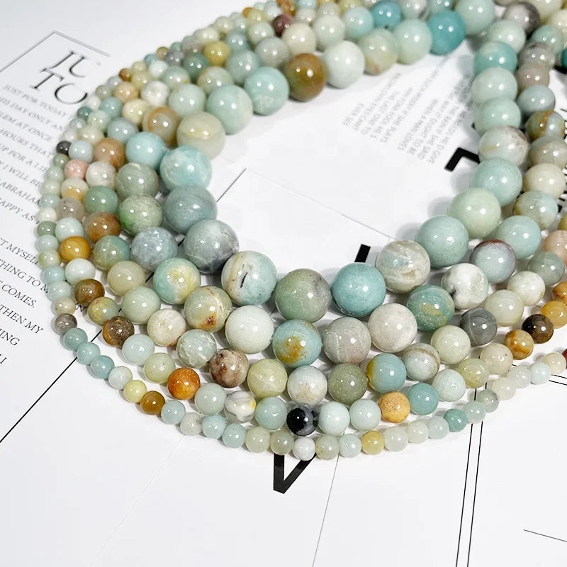 Wholesale 6mm 8mm 10mm Stone Beads Natural Gemstone Round Loose Multicolor Amazonite Beads for Necklaces Bracelets Making