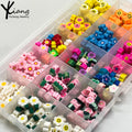 Wholesale 15 Grids 10mm Flower Daisy Soft Pottery Multiple Colours Used for DIY Bracelets & Necklaces for Children in Box Set