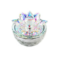 AB Coating Diamond Glass Dish Crystal Jewelry Trinket Boxes with Lotus Lid MH-QT0465