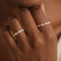 Wholesale Non Tarnish Waterproof Fashion Jewelry Rings 18K Gold Plated Stainless Steel Bead and Pearl Beaded Rings for Women
