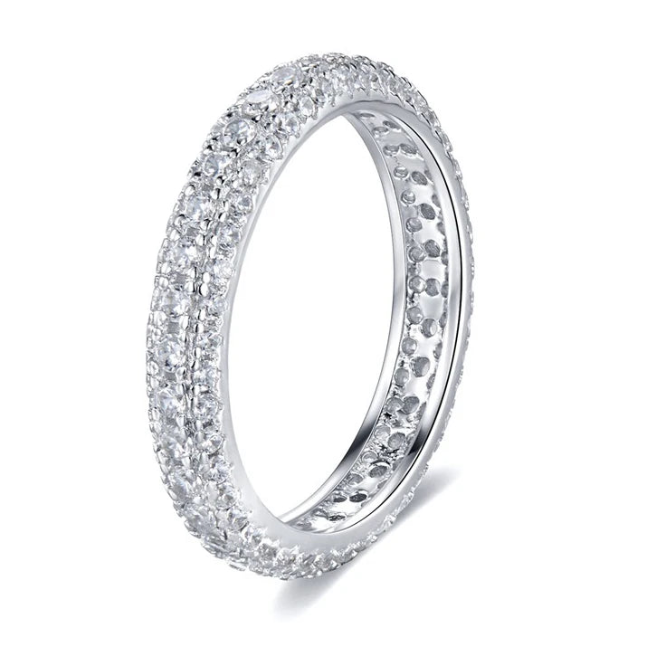 Wholesale Price Wedding Rings 925 Sterling Silver Full Diamond Eternity Engagement & Wedding Ring for Woman