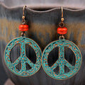 Wholesale Baroque Style Antique Bronze Plated Paint Flower Vintage Peace Sign Earrings Jewelry for Women Ladies