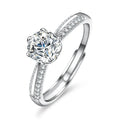 OAHLAN Fashion Jewelry Dainty 1.0ct Round Cut Adjustable S925 Sterling Silver Moissanite Rings for Women Wedding Engagement Gift