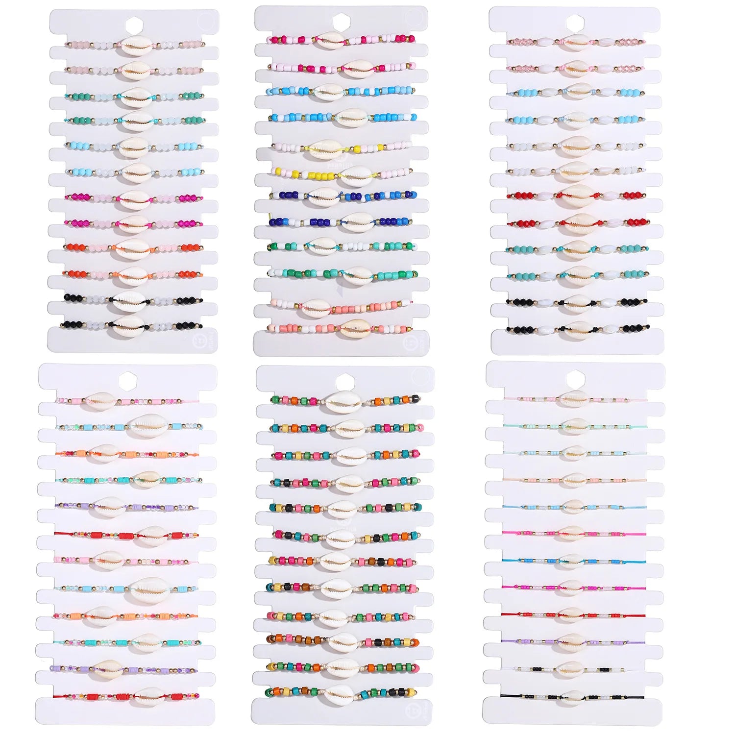 12pcs/set Sea Shell String Rope Adjustable Braided Bracelets Colorful Polymer Clay Beads Bracelet for Women