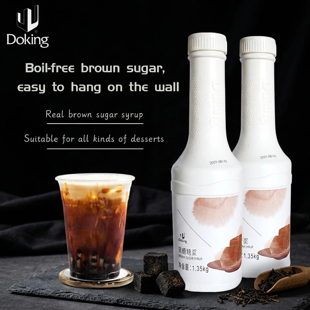 Doking Wholesale Brown Sugar Syrup for Tiger Sugar Bubble Tea Ingredients Boba Pearl Coating Black Sugar Syrup Bulk Supply