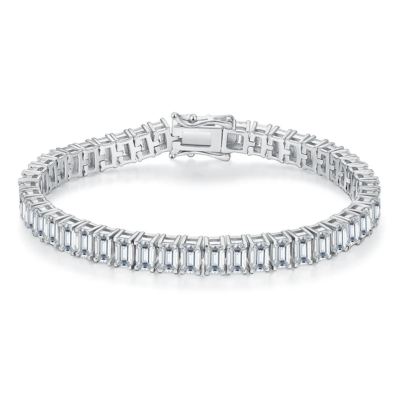 SGARIT Custom Jewelry Women PT950 Platinum/18K Gold Emerald Cut Lab Grown Diamond Tennis Bracelet