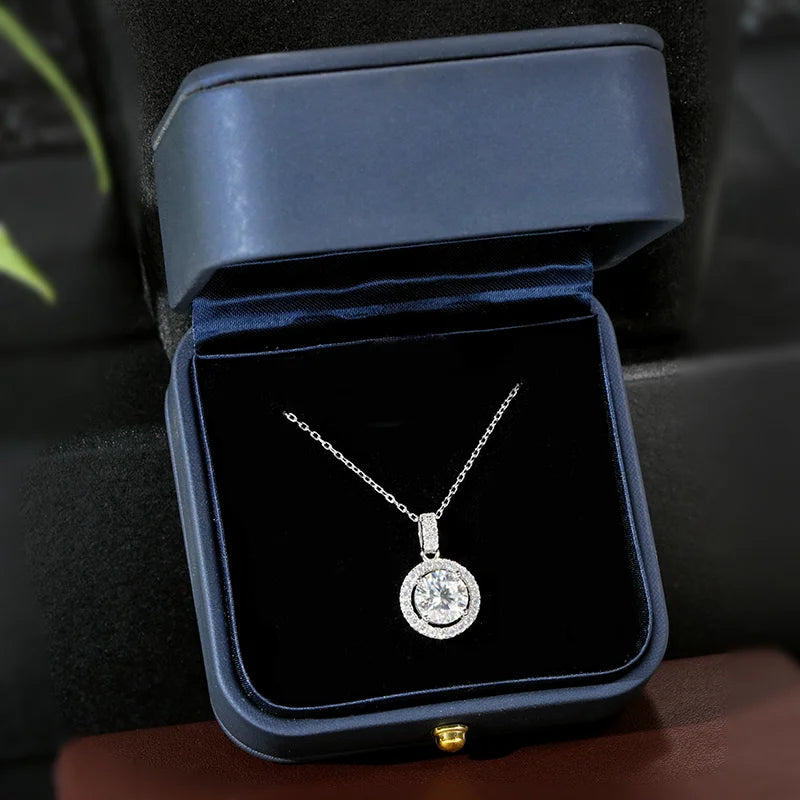 Wholesale Price Starsgem 1CT DEF VVS Brilliant Moissanite Gemstone S925 Rhodium Plated White Gold Women's Necklace Jewelry