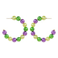 Mardi Gras Green Yellow Purple Pearl Colorful Carnival Party Fashion  Earrings for Women