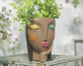 New Design Succulent Face Head Planter Statue Decoration Resin Girl Face Flower Pots Home Garden with Drainage Hole