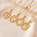 Personality 18K Gold Plated Stainless Steel Chain Quality Ice Out Hip Pop Zircon Setting 26 Initial Letter Pendant Necklaces