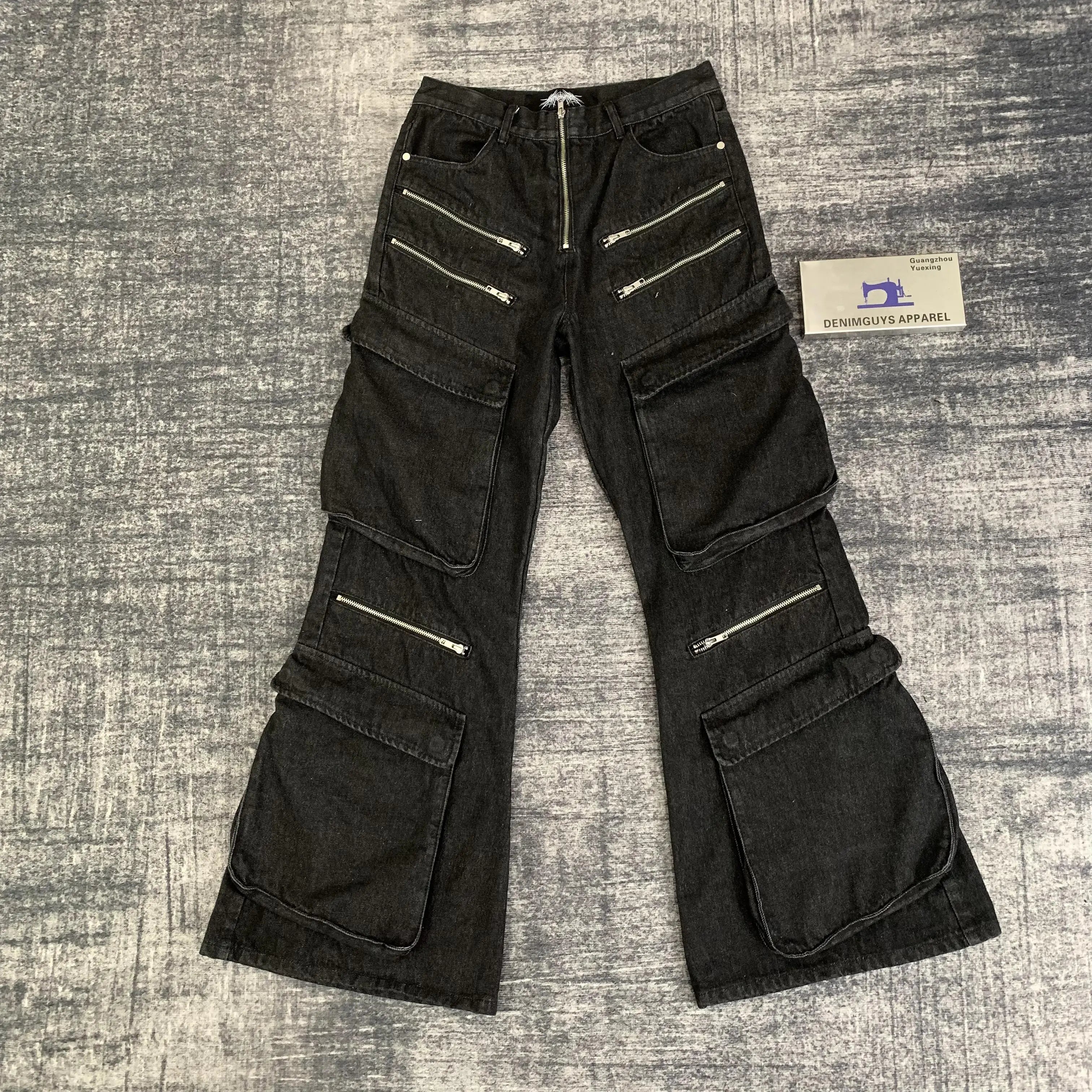 DENIMGUYS High Street Style Men's Casual Loose Multi-Pockets Cargo Work Pants Jeans