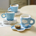 Novelty Handmade Ceramic Coffee Cup and Saucer Set Breakfast Water Milk Juice Tea Mug Gift Home Office Restaurant Drinkware Set