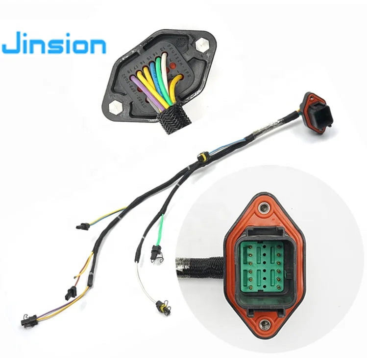 JINSION C9 Engine Injector Wiring Harness for Cat E330C E330D Excavator Parts Fuel Injector Wire Harness 419-0841 215-3249
