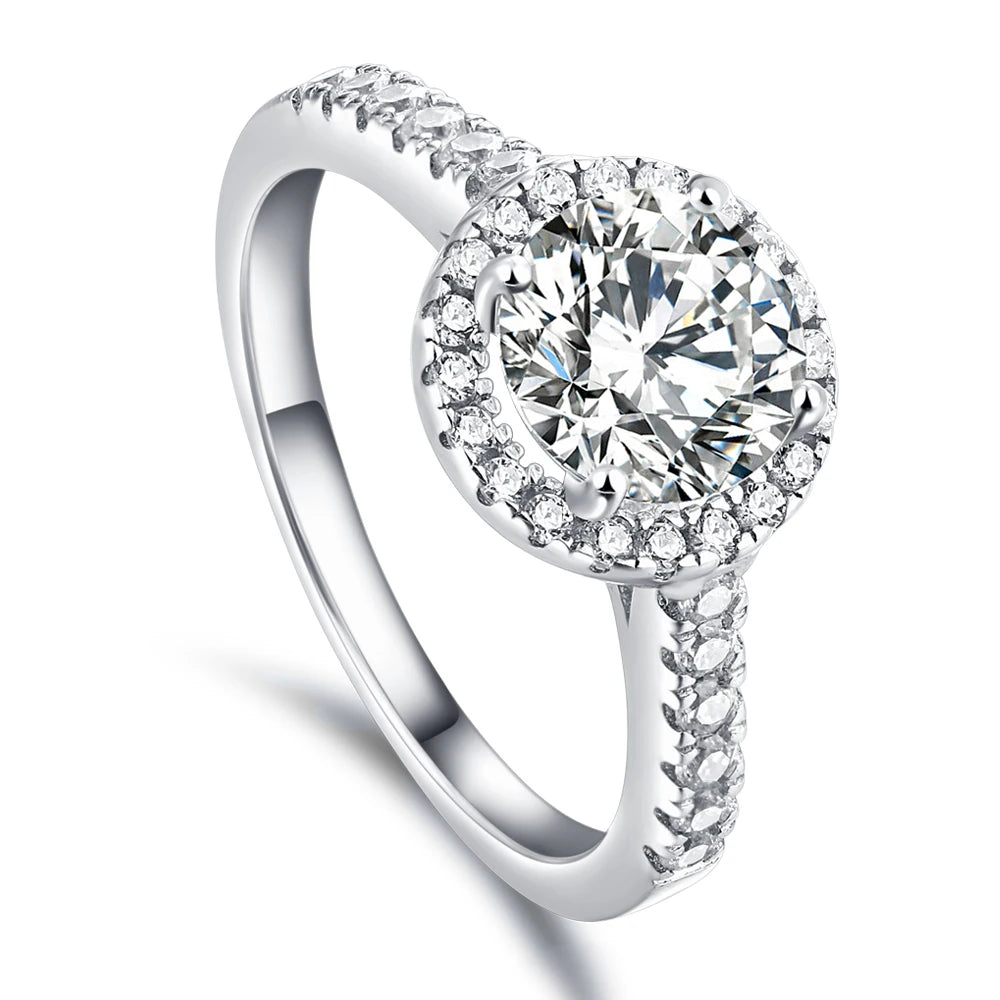 Jewelry Manufacturer Round Cut halo Wedding Rings S925 Silver Engagement Ring with Zircon Jewelry Women Wedding Rings