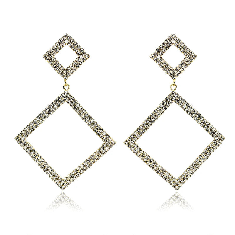 Jewelry Gold Color Square Ear Accessories Party Fashion Geometric Rhombic Stud Earrings for Women Men Earring