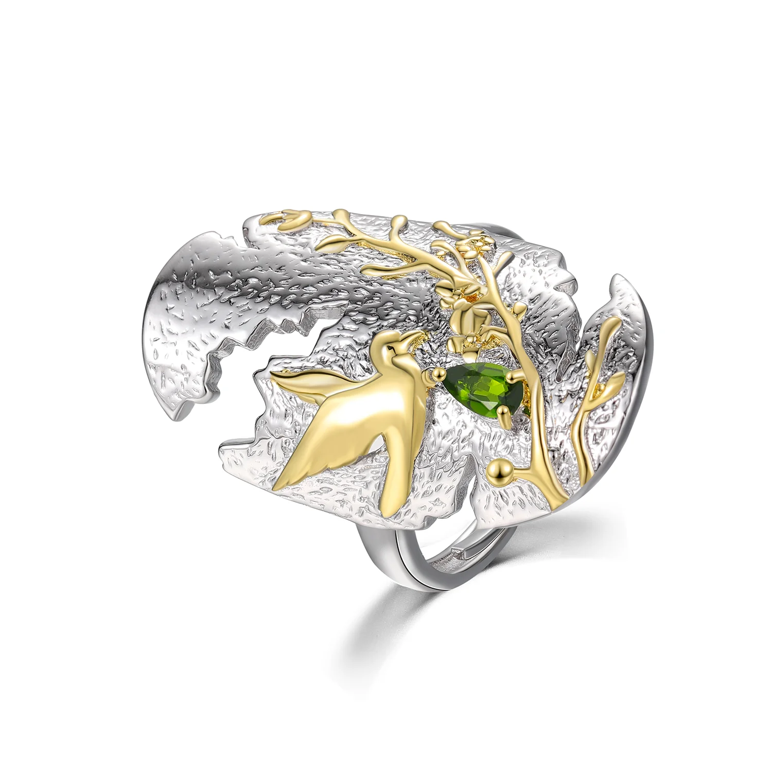 C7942 Abiding Fine Jewelry Cheap Bird Collection Designs Custom Cheap 925 Sterling Silver Natural Chrome Diopside Ring