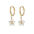 RisingMoon Dainty Earrings 14K Gold Plated 316L Stainless Steel 5A Cubic Zirconia Lightweight Drop Dangle Huggie Earrings Women