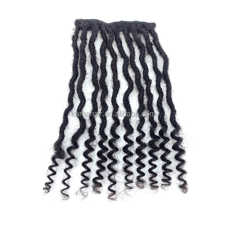 [KAMA Dreads] Virgin Brazilian Remy Hair Dreadlocks Extensions with Clips Natural Color Single Weft