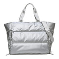 Cute Women Puffer Yoga Tote Bag Soft Puffy Quilted Gym Bag Large Capacity Weekender Bag