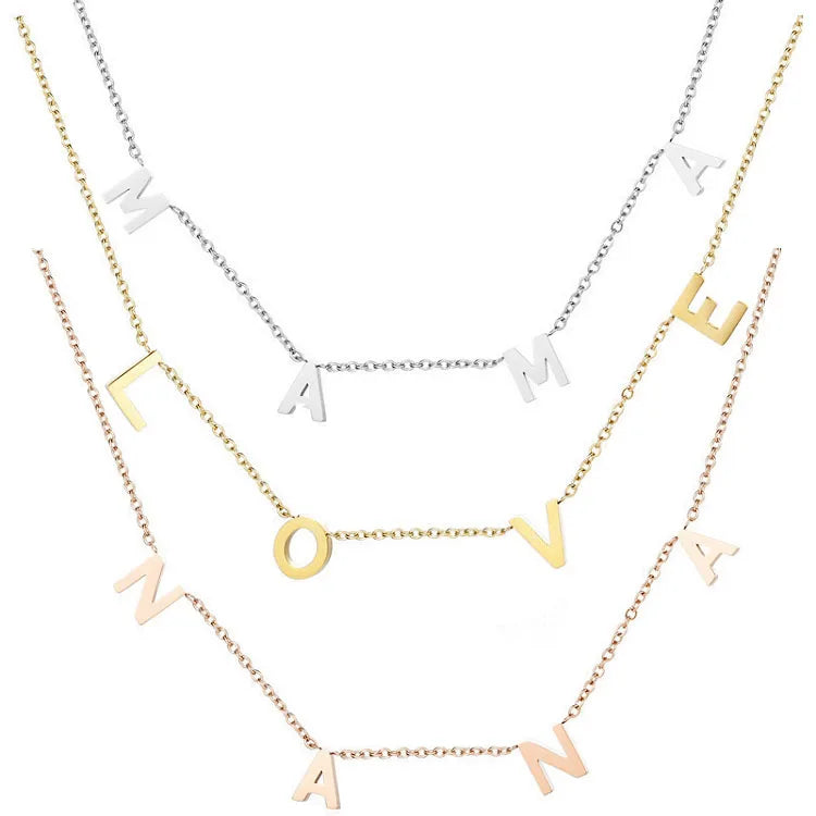 G176 316L Stainless Steel Letters Love Nana Mama Women Necklace