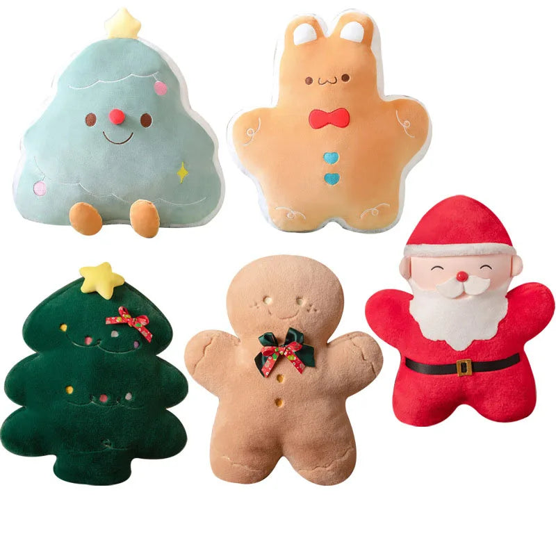 Songshan Toys Wholesale Soft Plushie Decoration Custom Stuffed Christmas Tree Gingerbread Man Plush Santa Cushion Pillows Cover
