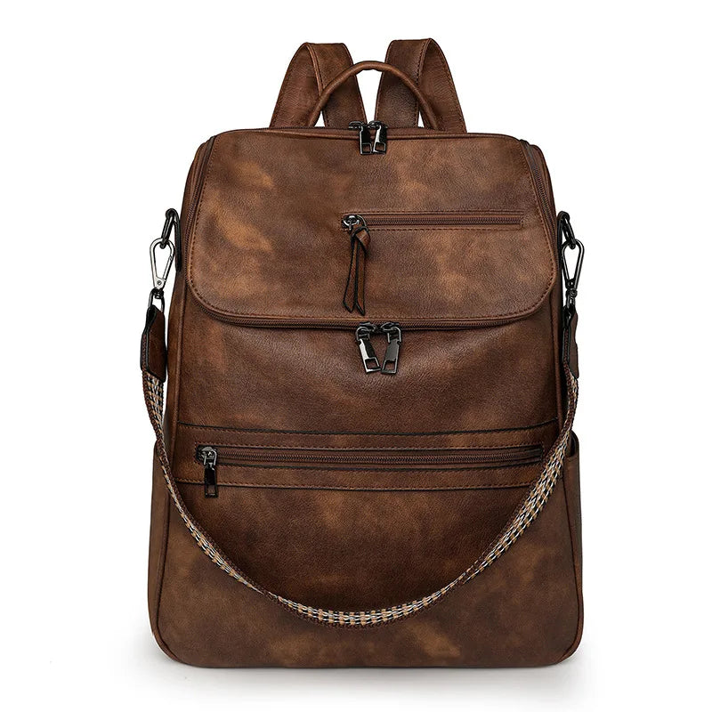 New Wholesale Vintage College Student Rucksack 2025 Spring New Arrival Trendy Fashion Classy British PU Leather Anti-Theft