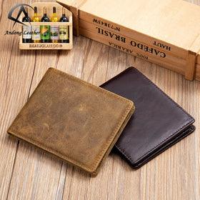 Andong Leather New Wallet Genuine Leather Men Vintage Wallet Leather for Men Short Credit Card Holders Business Purse