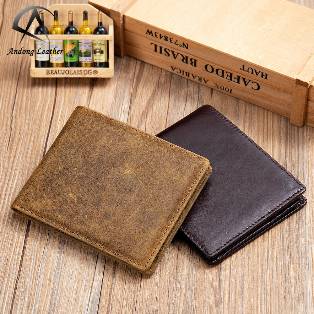 Andong Leather New Wallet Genuine Leather Men Vintage Wallet Leather for Men Short Credit Card Holders Business Purse