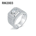 Starsgem Silver 925 Men's Ring  925 Sterling Silver 6.5mm 8mm 9mm Moissanite Diamond Rings