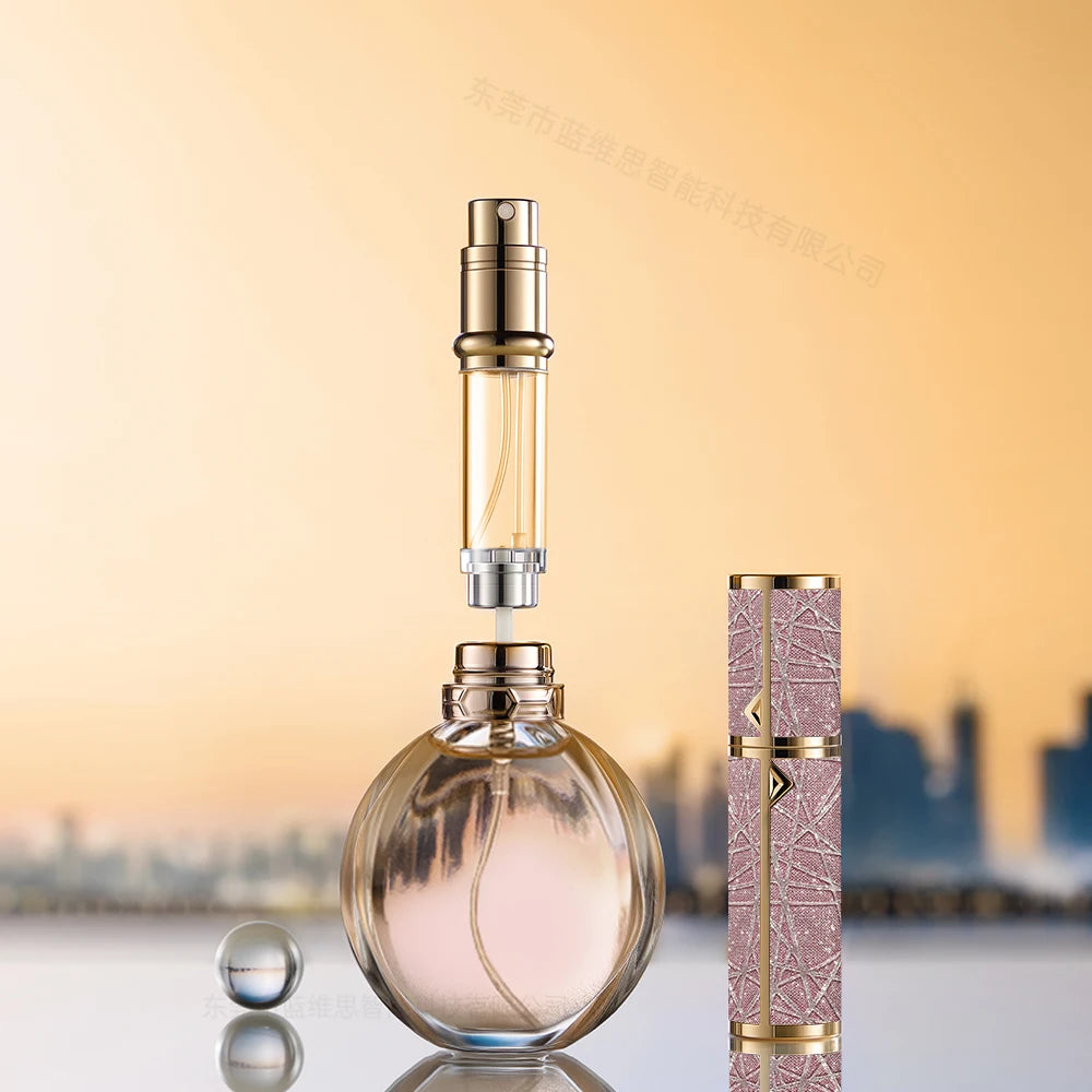 2023 Premium 5ml Luxury Leather Mini Pocket Size Travel-Size Refillable Aluminum Perfume Spray Bottle