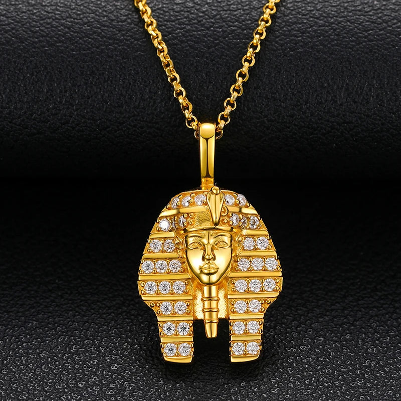 Fine Jewelry Iced Out Hip Hop Egyptian Pharaoh Pendant 925 Sterling Silver VVS D Color Moissanite Diamond Pendant Necklace