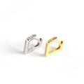 925 Sterling Silver Women's Geometric Rectangle Crystal Earrings Small Hoops with CZ Pave Square Minimalist Jewelry