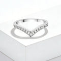 V-shape 925 Sterling Silver Moissanite Stackable Ring Half Eternity Wedding Band for Women Anniversary Jewelry