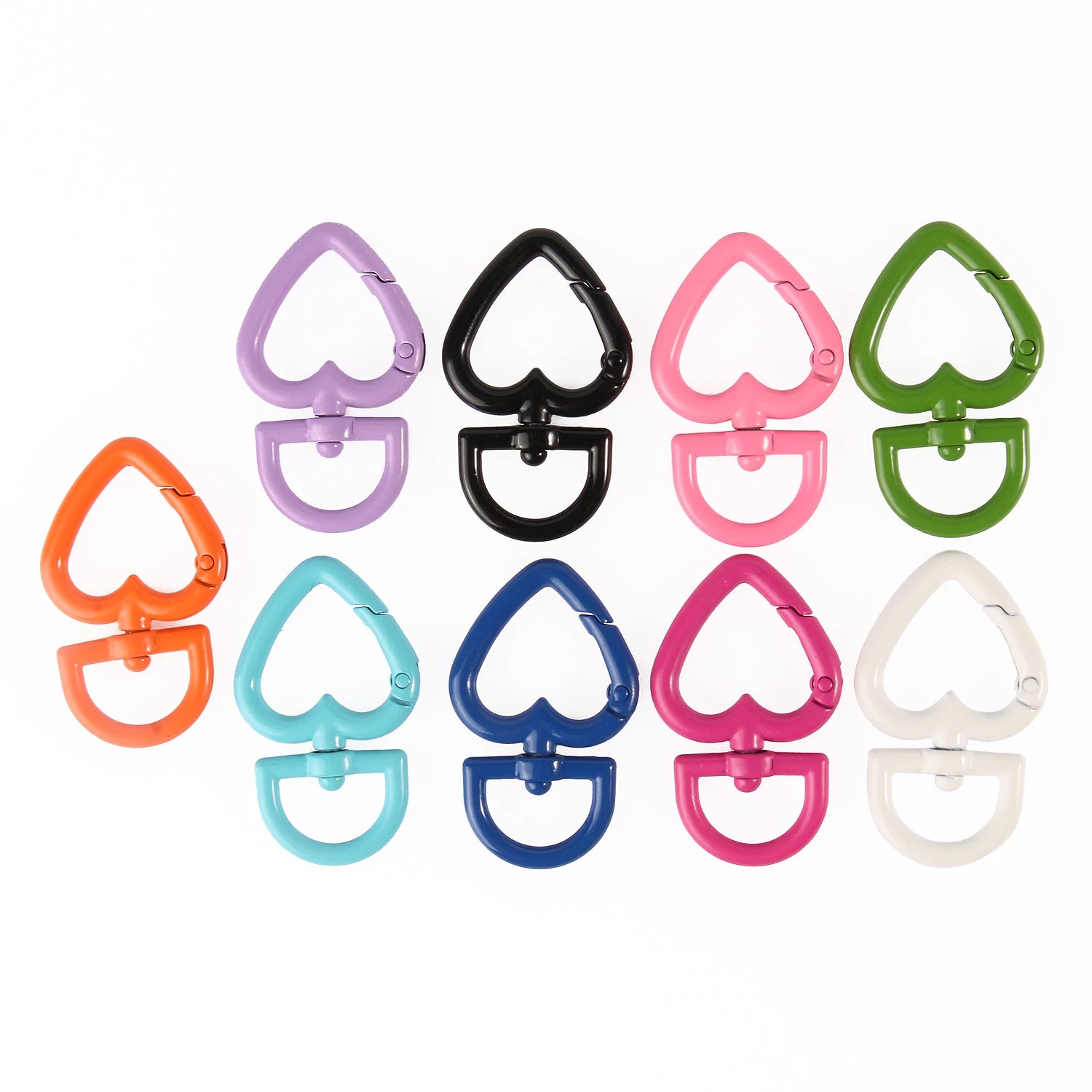 Mixed Color Love Heart Shape Metal Lobster Clasp Alloy Hooks Key Chain for Jewelry Making DIY Charms Bracelets Accessories