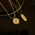 New Arrival Golden Necklace Zircon Inlaid Octagonal Star INS Trendy Round Pendant Necklace for Women