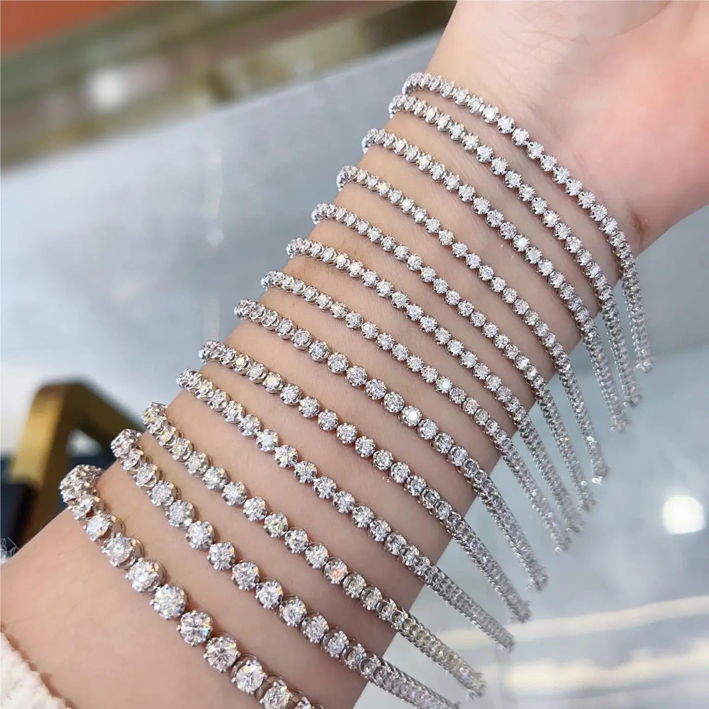 Customizable Tennis Bracelet Lab Diamond Tennis D E F G AU585 Four Jawed Inlay Bracelet Lab Grown Diamond Gold