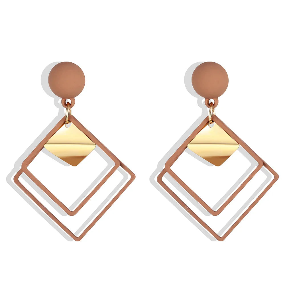 Punk Retro Style Double Layer Teardrop Shape Design Earrings for Women Jewelry