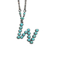 Navajo Jewelry Antique Silver Plated Western Style Turquoise Alphabet Letter Pendant Necklace