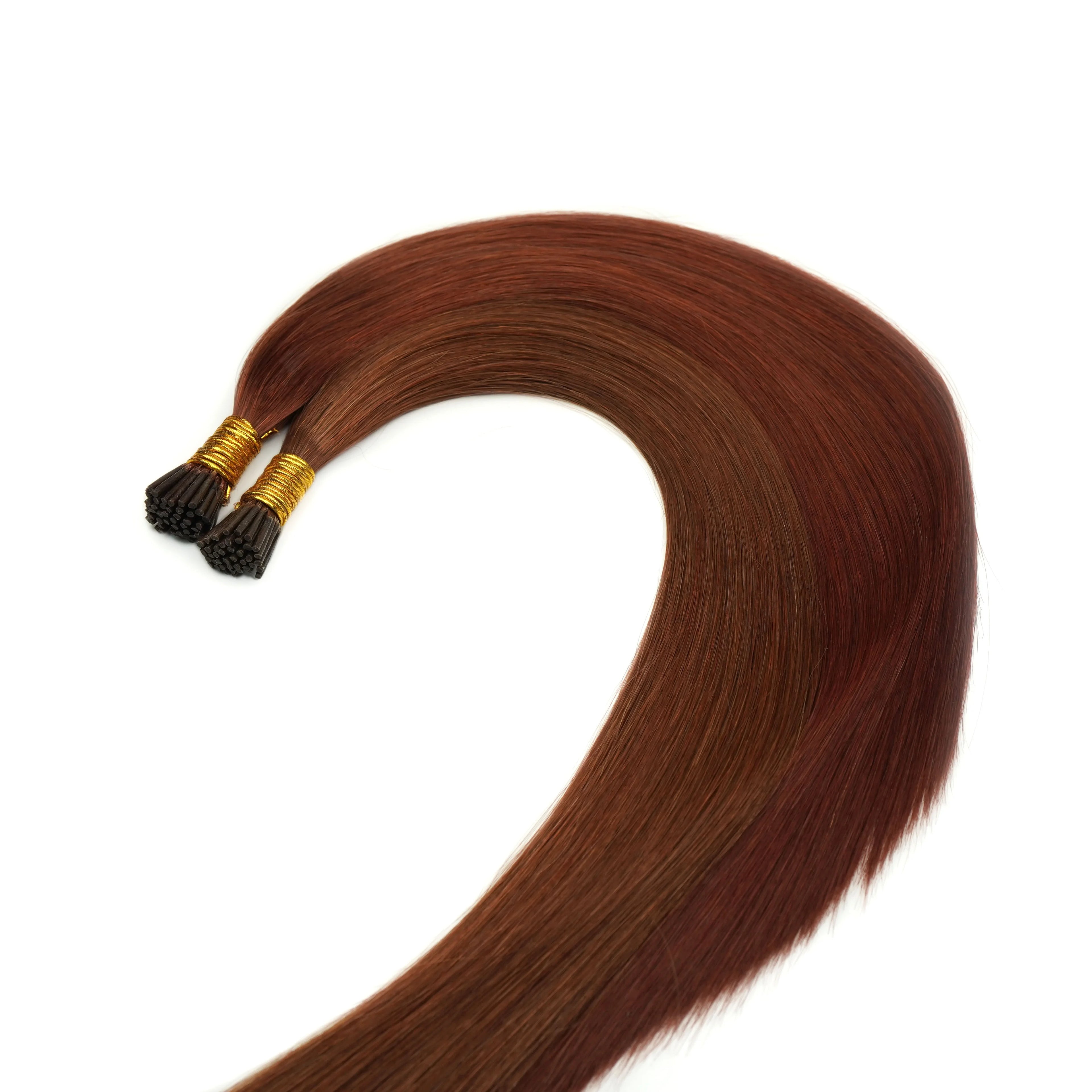 Wholesale Full Soft High Grade Balayage Highlight Color Hand Made Micro Bead 100% Virgin Remy Russian I-Tip Hair Extension >=60%