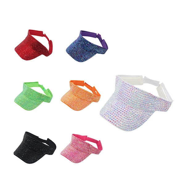 Unisex Summer Beach Outdoor Cycling Fishing Hats Empty Top Rhinestone Crystal Diamond Sun Visors Sports Caps