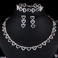 Wedding Jewelry Set Cubic Zirconia Love Heart Shaped 3 Pcs Necklace Bracelet and Earrings for Women Bridesmaid Party Costume